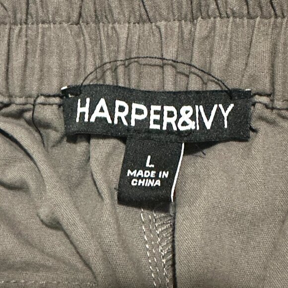 Harper and Ivy Cargo Pants Womens Large Gray Wide Leg Modern Chic Utility - Picture 9 of 14